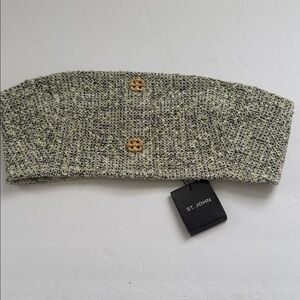 St. John Black and Cream Tweed Bandeau Crop Top